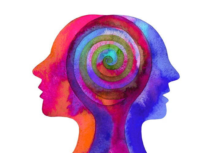 Watercolor painting two people on the same wavelength